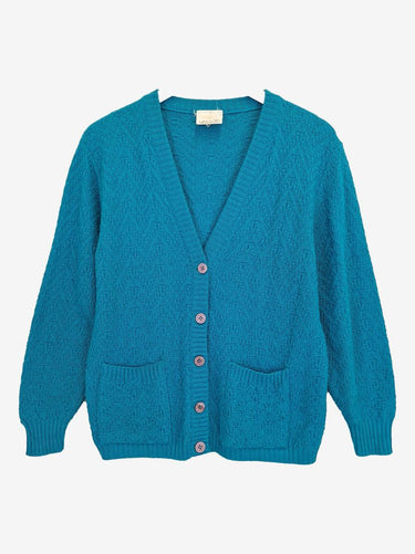 Assorted Brands Vintage Wool Blend Bright Aqua Knit Cardigan Size 12