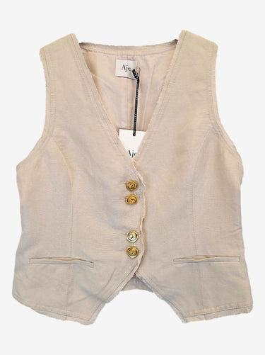 Aje Sandstone Primrose Tailored Frayed Edge Vest Size 12