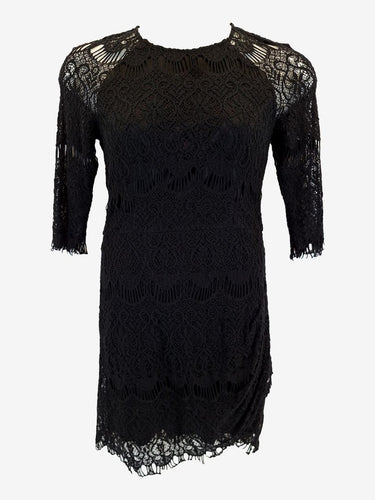 Decjuba Sleek Lace Fringe Mini Dress Size 14