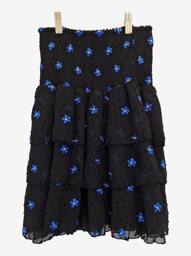 Maje Black Floral Embroidered Skirt Size 8