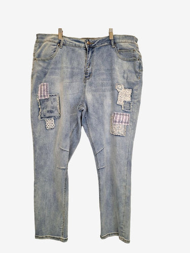 Threadz Quirky Light Wash Stretch Denim Jeans Size 3XL