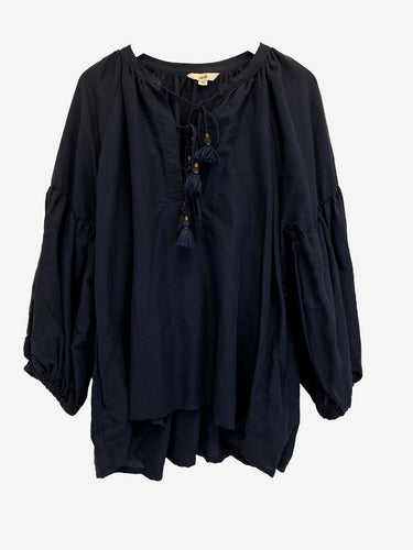 Adrift Navy Longsleeve Tassel Blouse Size 3XL