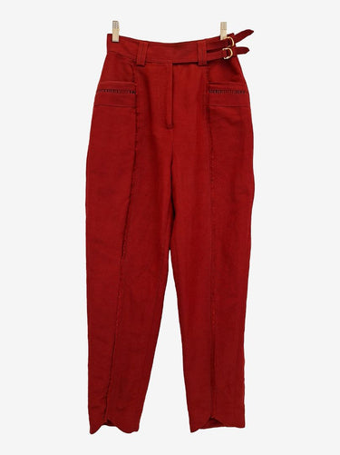Aje Burgundy High Waisted Side Buckle Pants Size 8