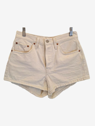 Levi's Ecru 501 Frayed Edge Mini Shorts Size 8