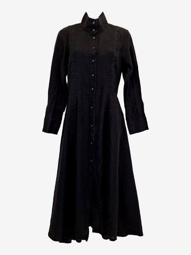 Dogstar Buttoned High Neck Gathered Linen Maxi Dress Size 8