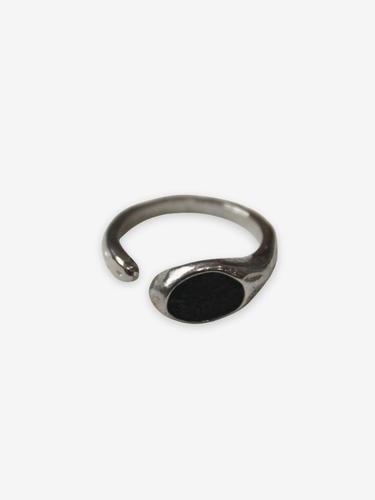 Legam Antara Alloy Oval Adjustable Recycled Coal Ring