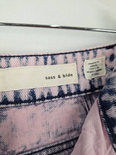 Second-Hand - Sass & Bide Swanky Pink Denim Flare Leg Jeans Size 6 - SwapUp