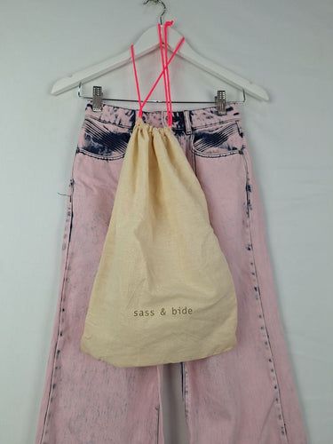 Second-Hand - Sass & Bide Swanky Pink Denim Flare Leg Jeans Size 6 - SwapUp