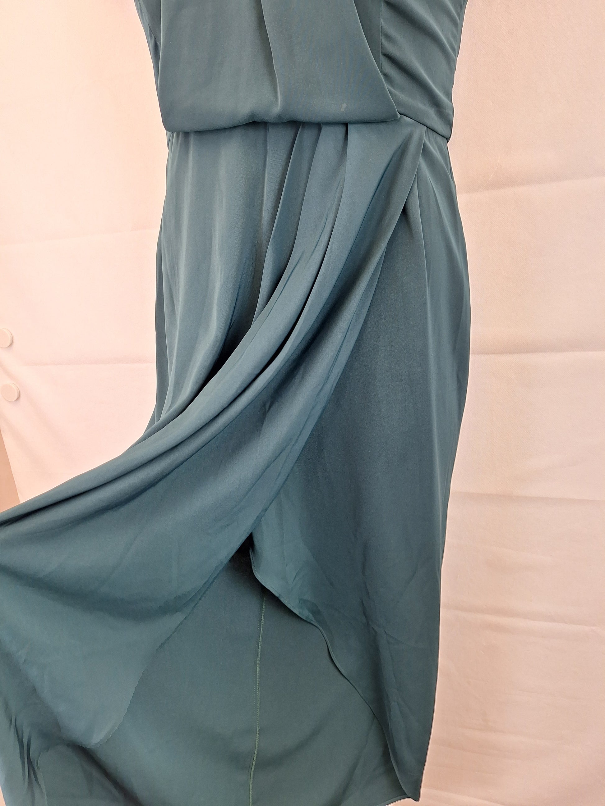 Shona Joy Emerald Knot Drape Midi Dress Size 12 by SwapUp-Online Second Hand Store-Online Thrift Store
