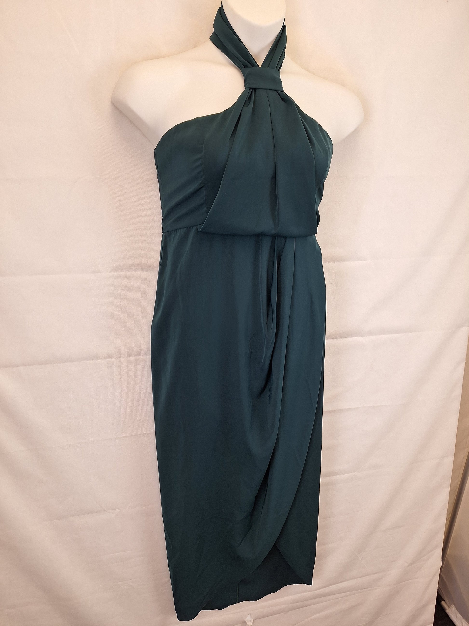 Shona Joy Emerald Knot Drape Midi Dress Size 12 by SwapUp-Online Second Hand Store-Online Thrift Store