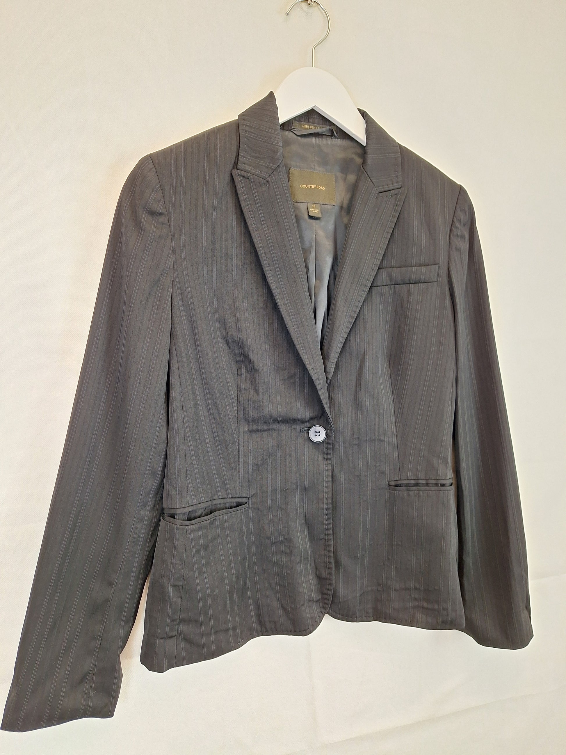 Country Road Pinstripe Single Breasted Office Blazer Size 10 by SwapUp-Online Second Hand Store-Online Thrift Store
