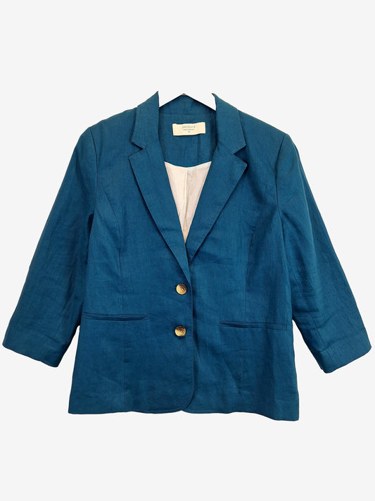 Jacqui.E Teal Linen 3/4 Sleeve Blazer Size 12 by SwapUp-Online Second Hand Store-Online Thrift Store