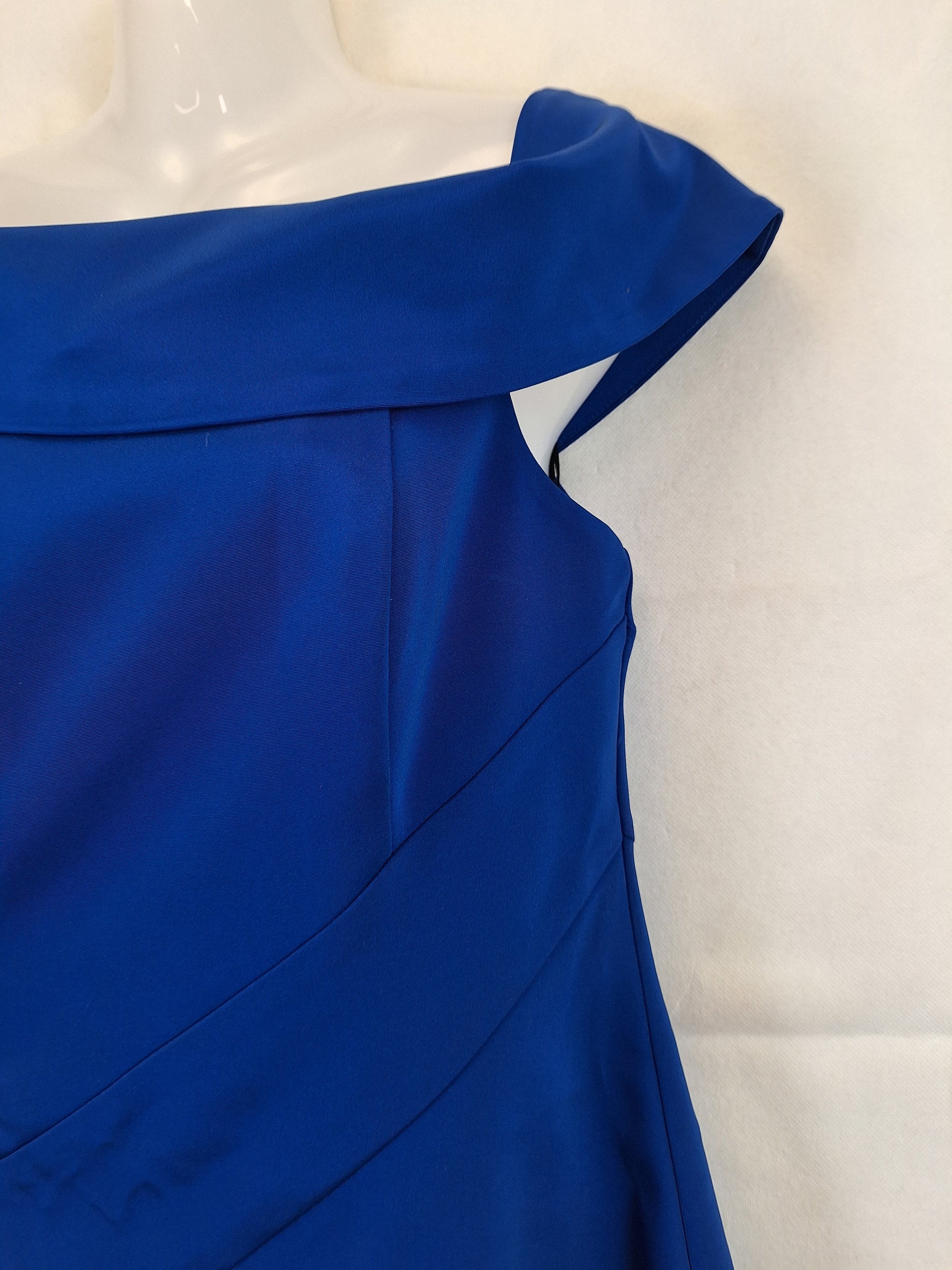 Cue Off Shoulder Cobalt Shift Midi Dress Size 12 by SwapUp-Online Second Hand Store-Online Thrift Store
