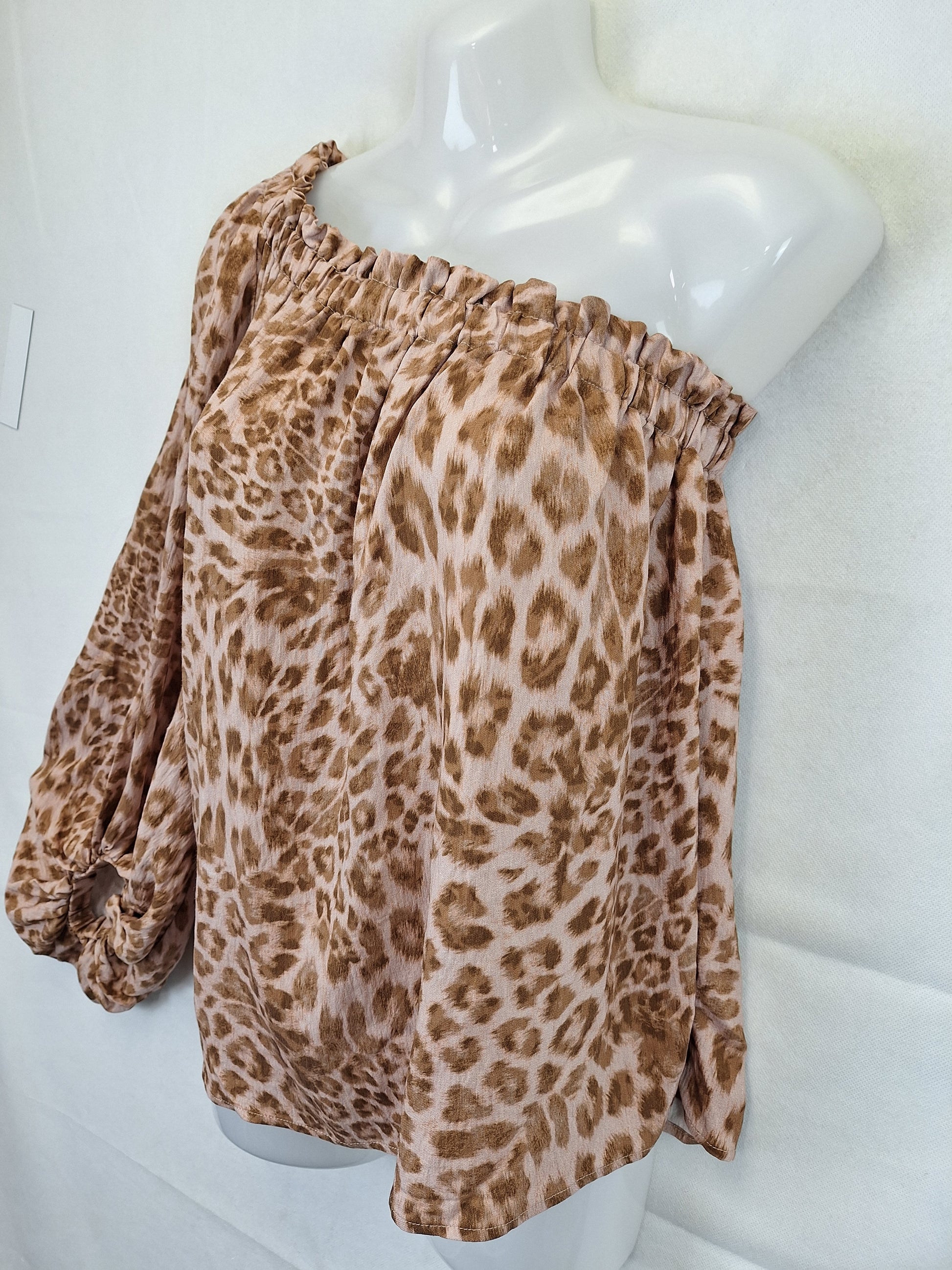 Sheike Stylish Leopard One Shoulder Top Size 8 by SwapUp-Online Second Hand Store-Online Thrift Store
