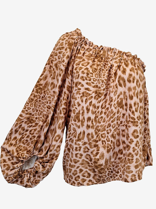 Sheike Stylish Leopard One Shoulder Top Size 8 by SwapUp-Online Second Hand Store-Online Thrift Store