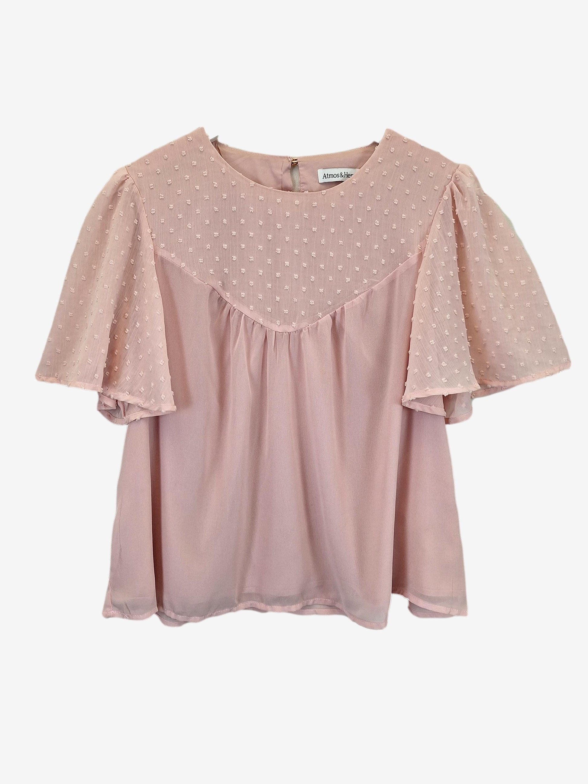 Atmos & Here Romantic Flutter Sleeve Blush Top Size 12 by SwapUp-Online Second Hand Store-Online Thrift Store