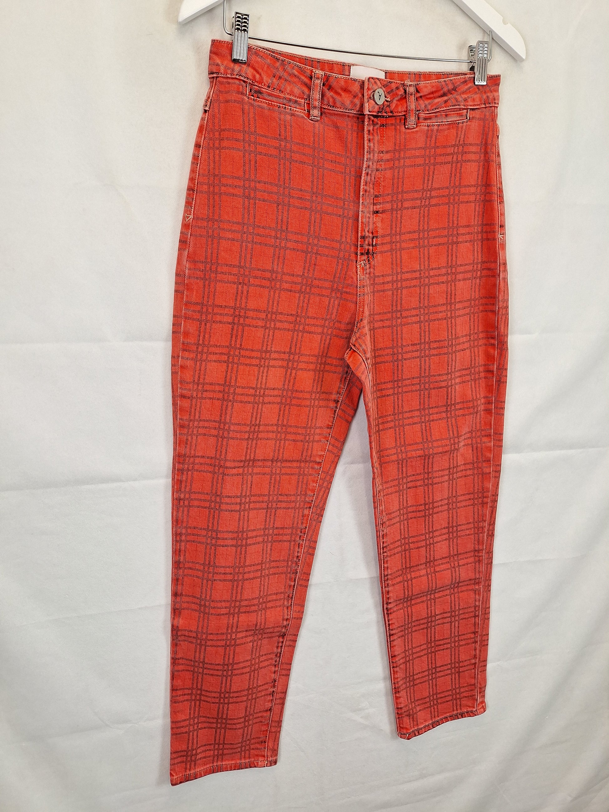 Abrand Jeans Tartan Print High Rise Slim Jeans Size 10 by SwapUp-Online Second Hand Store-Online Thrift Store