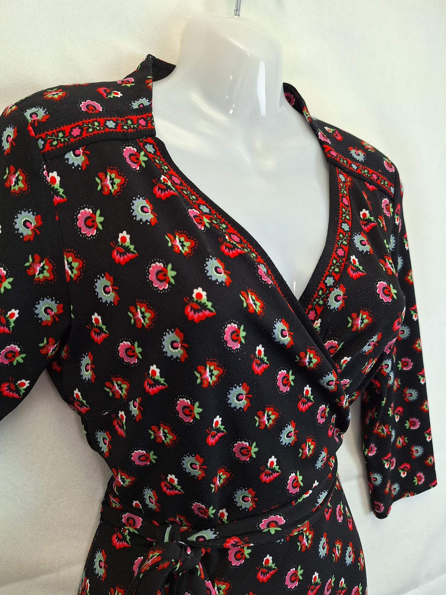 Leona Edmiston Funky Wrap 3/4 Sleeve Mini Dress Size 12 by SwapUp-Online Second Hand Store-Online Thrift Store
