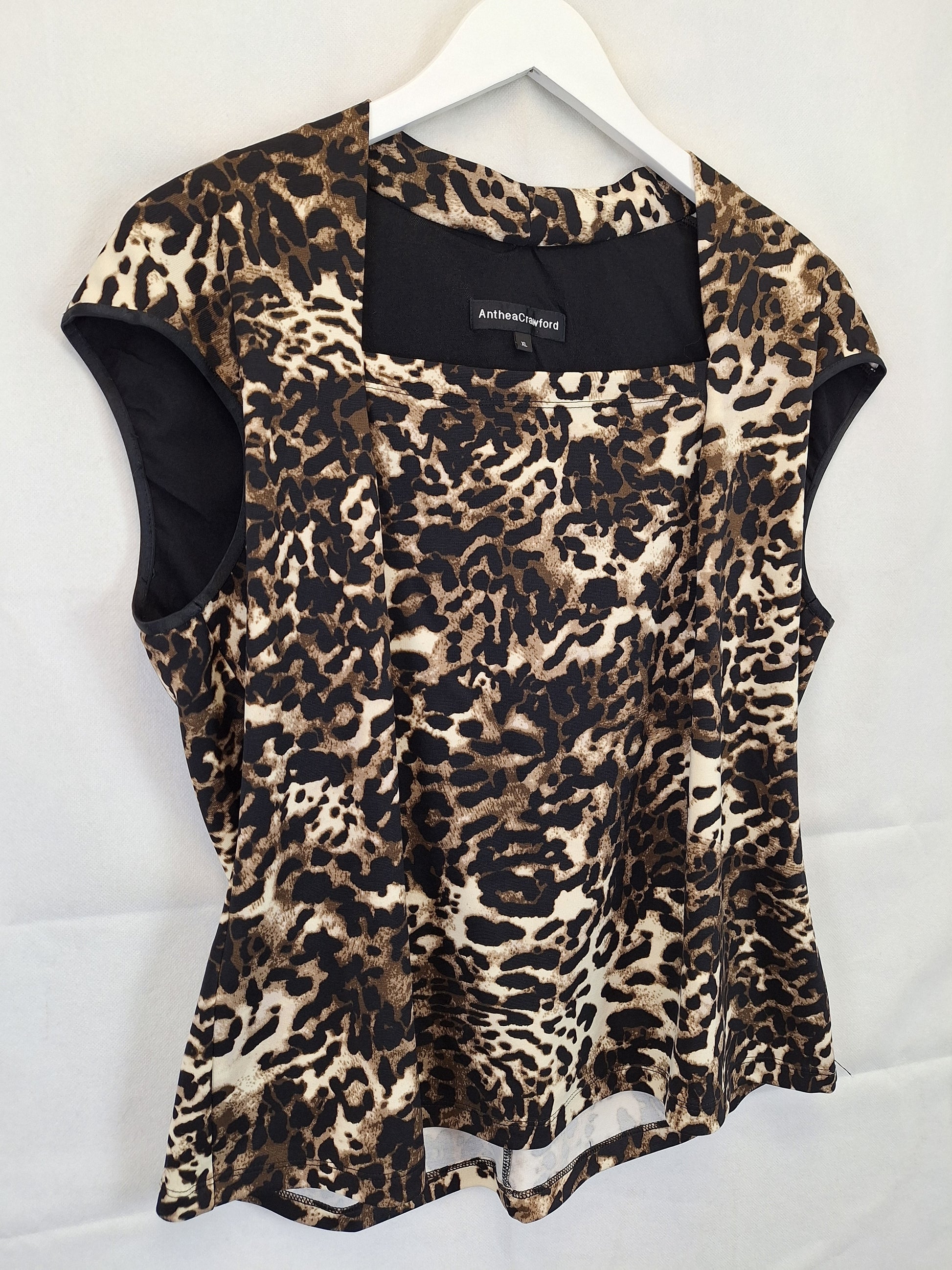 Anthea Crawford Stylish Square Neck Leopard Top Size XL by SwapUp-Online Second Hand Store-Online Thrift Store