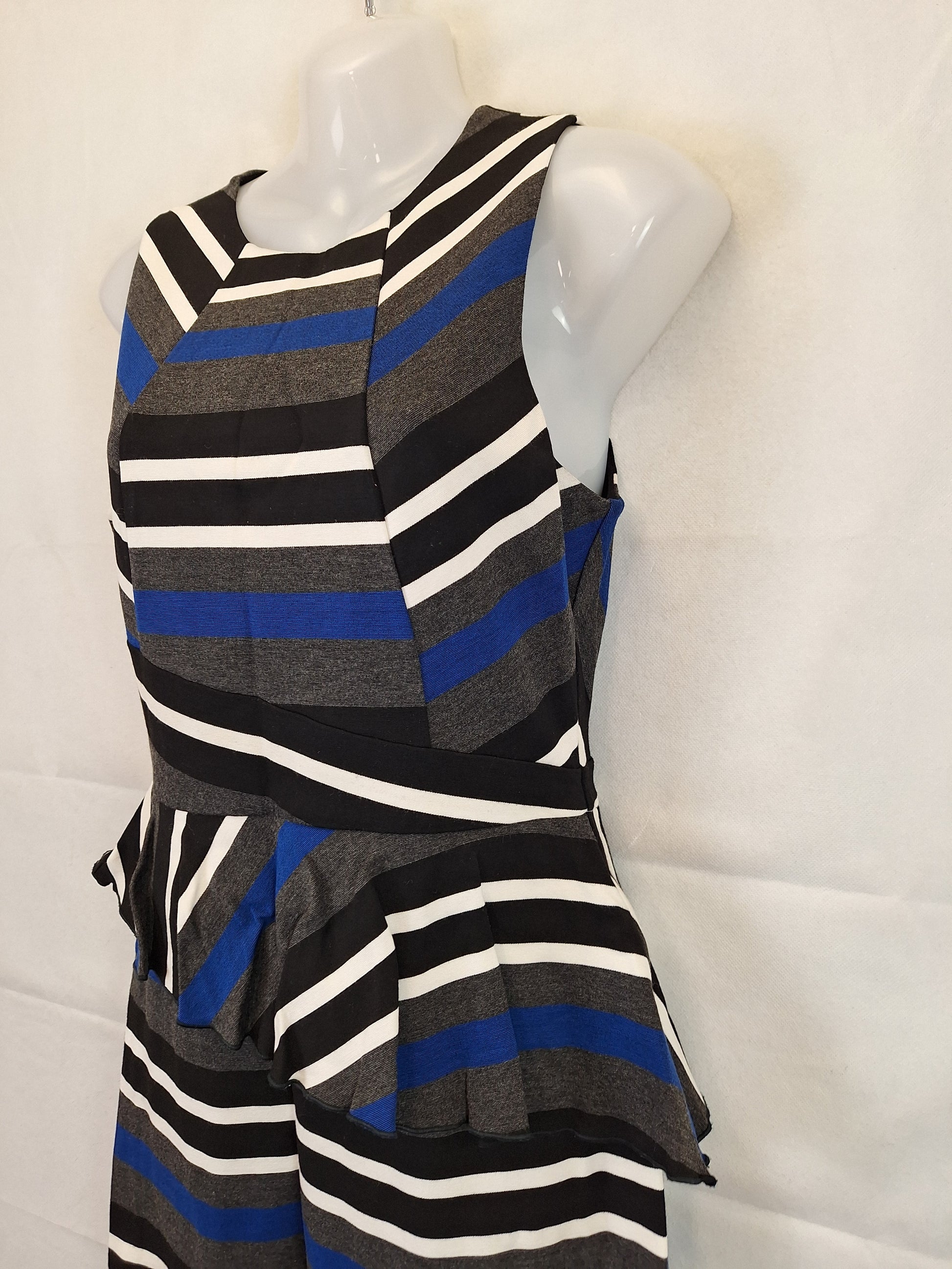 Cue Sophisticated Peplum Office Midi Dress Size 10 by SwapUp-Online Second Hand Store-Online Thrift Store