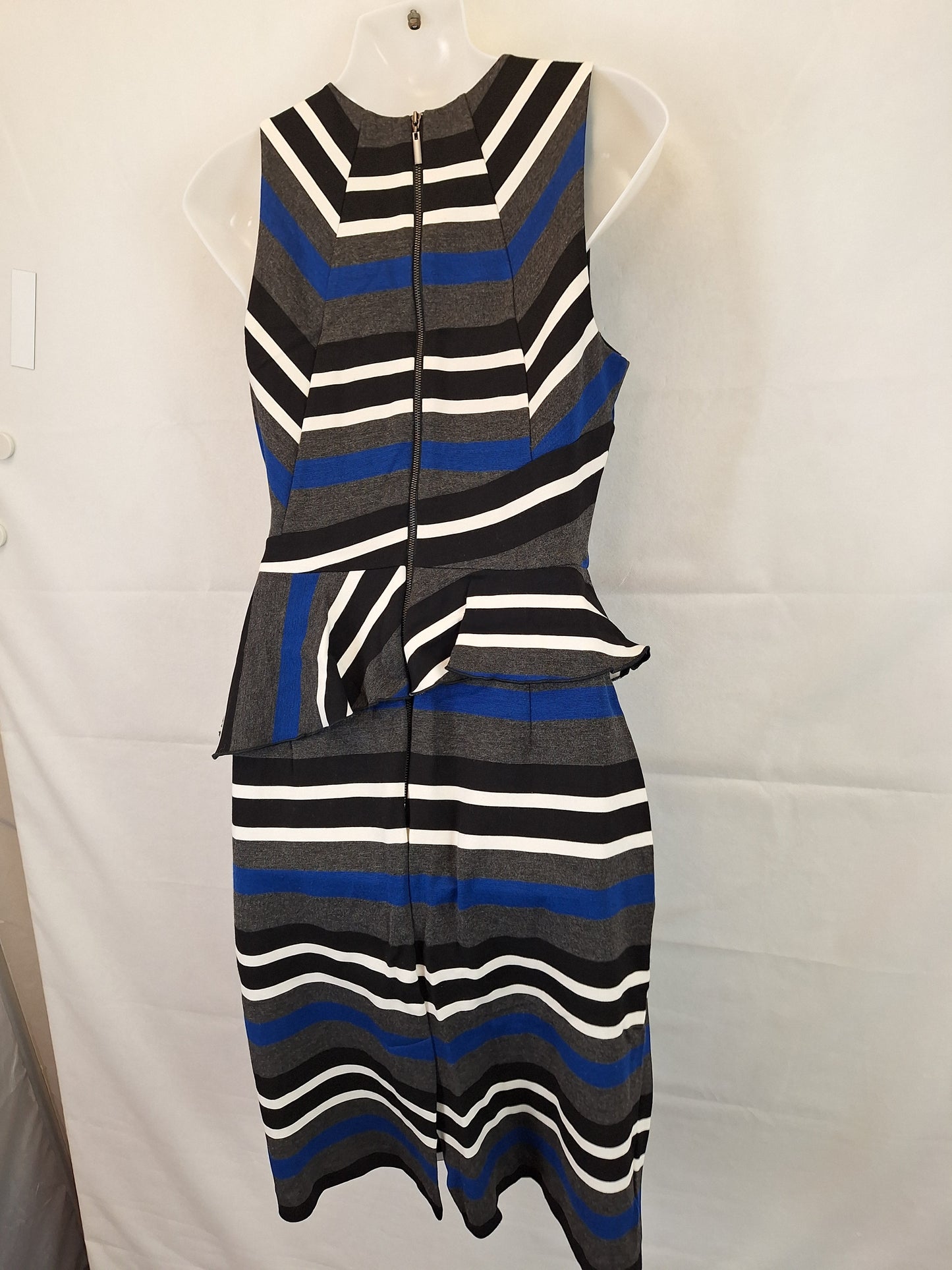 Cue Sophisticated Peplum Office Midi Dress Size 10 by SwapUp-Online Second Hand Store-Online Thrift Store