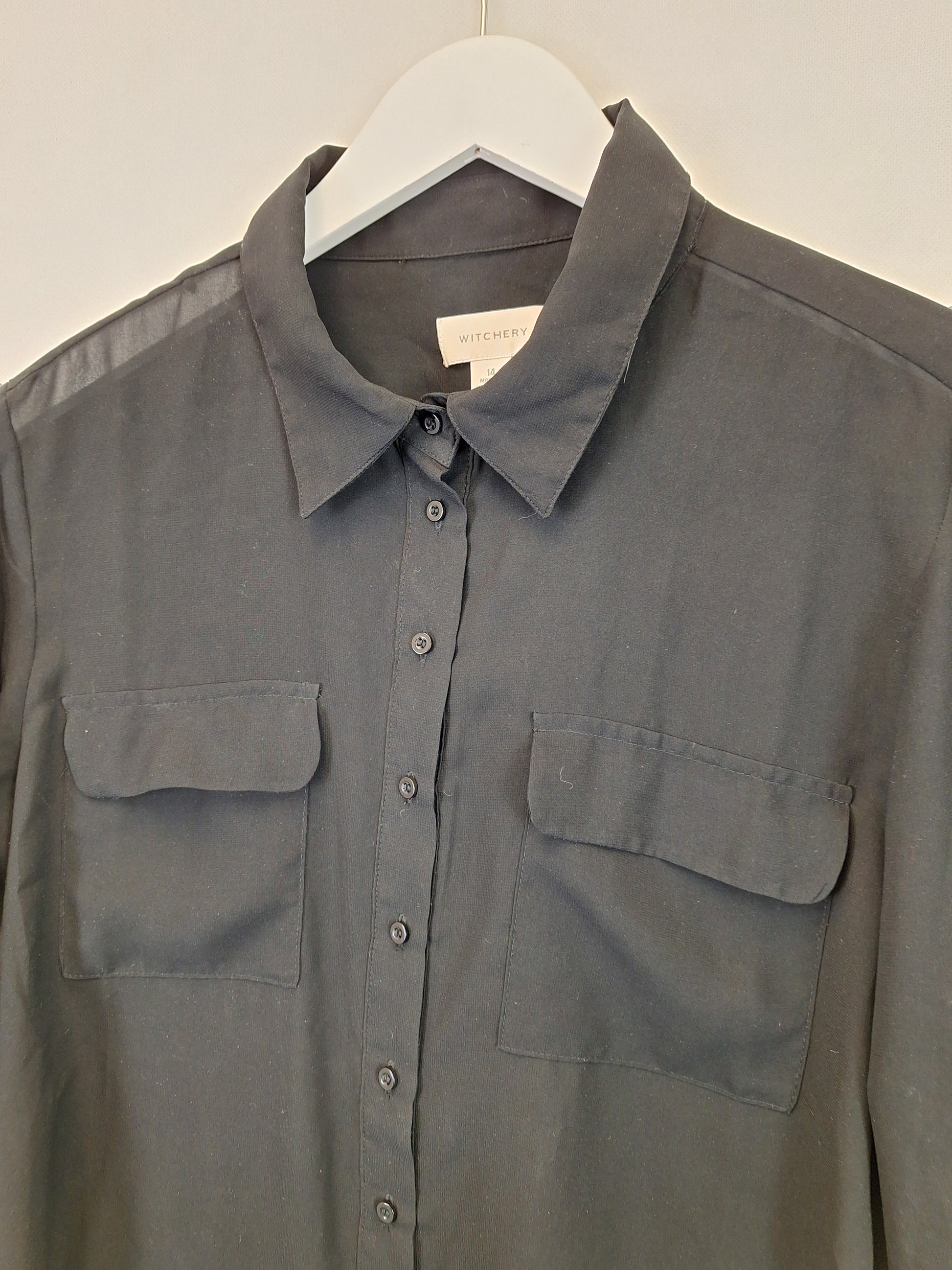 Witchery Classic Button Down Sheer Shirt Size 14 by SwapUp-Online Second Hand Store-Online Thrift Store