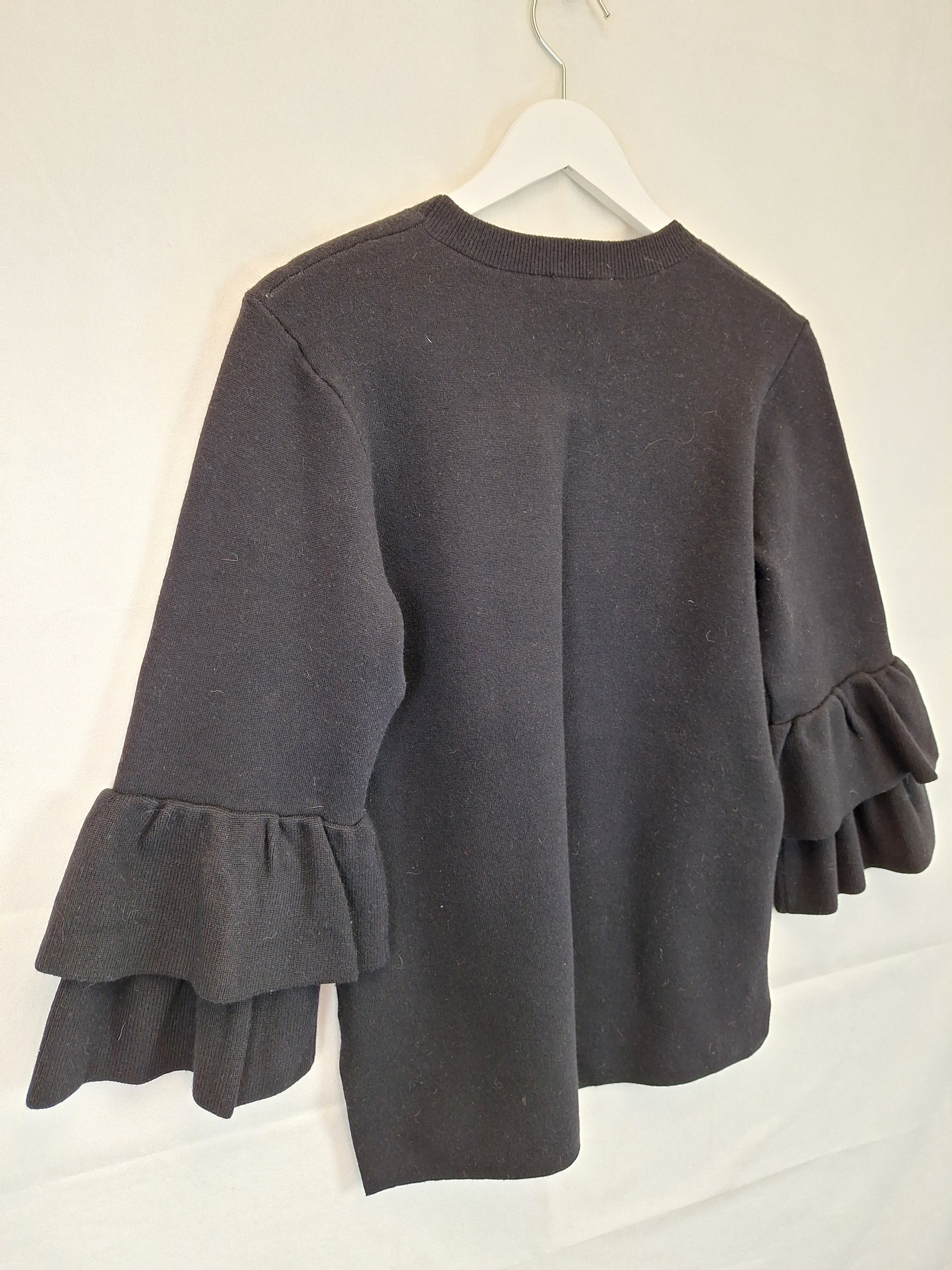 Witchery Frilled Sleeve Knit Jumper Size M by SwapUp-Online Second Hand Store-Online Thrift Store