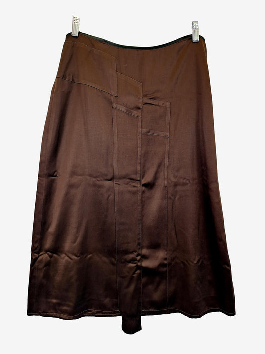 Judith Malcolm Chocolate Panelled A-line Midi Skirt Size 14 by SwapUp-Online Second Hand Store-Online Thrift Store