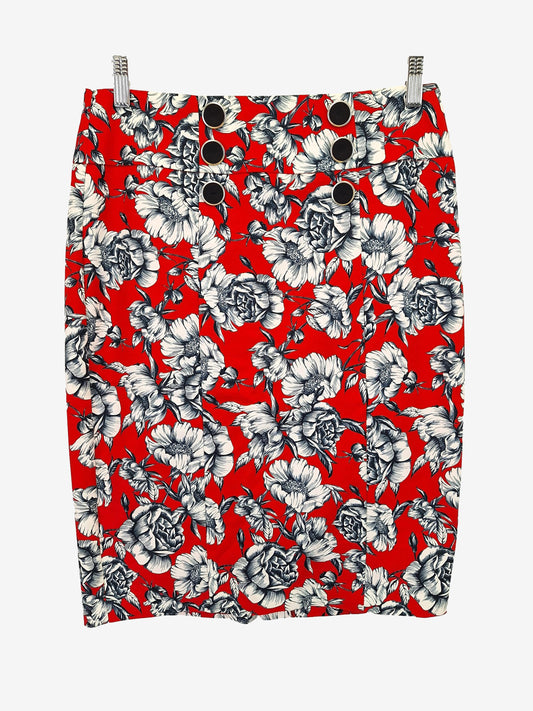 Review Floral Button Feature Pencil Midi Skirt Size 10 by SwapUp-Online Second Hand Store-Online Thrift Store
