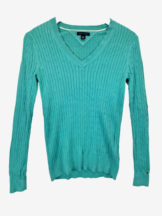 Tommy Hilfiger Classic V Neck Teal Jumper Size S by SwapUp-Online Second Hand Store-Online Thrift Store