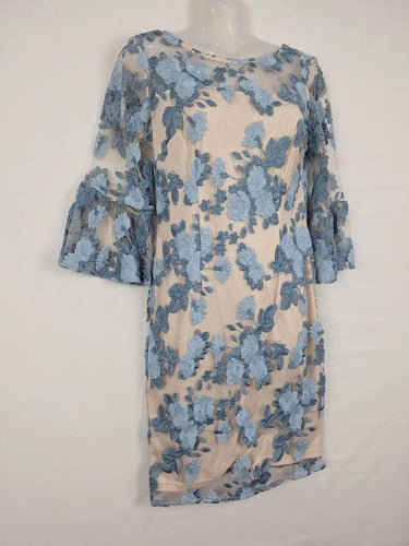 Adriana Papell Embroidered Mesh Overlay Mini Occasional Dress Size 10 by SwapUp-Online Second Hand Store-Online Thrift Store