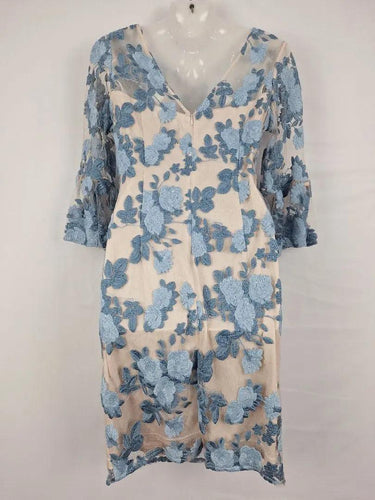 Adriana Papell Embroidered Mesh Overlay Mini Occasional Dress Size 10 by SwapUp-Online Second Hand Store-Online Thrift Store