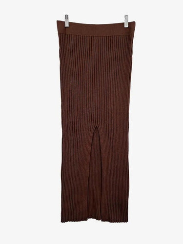 Aere Chocolate Ribbed Cheeky Front Split Maxi Skirt Size M by SwapUp-Online Second Hand Store-Online Thrift Store