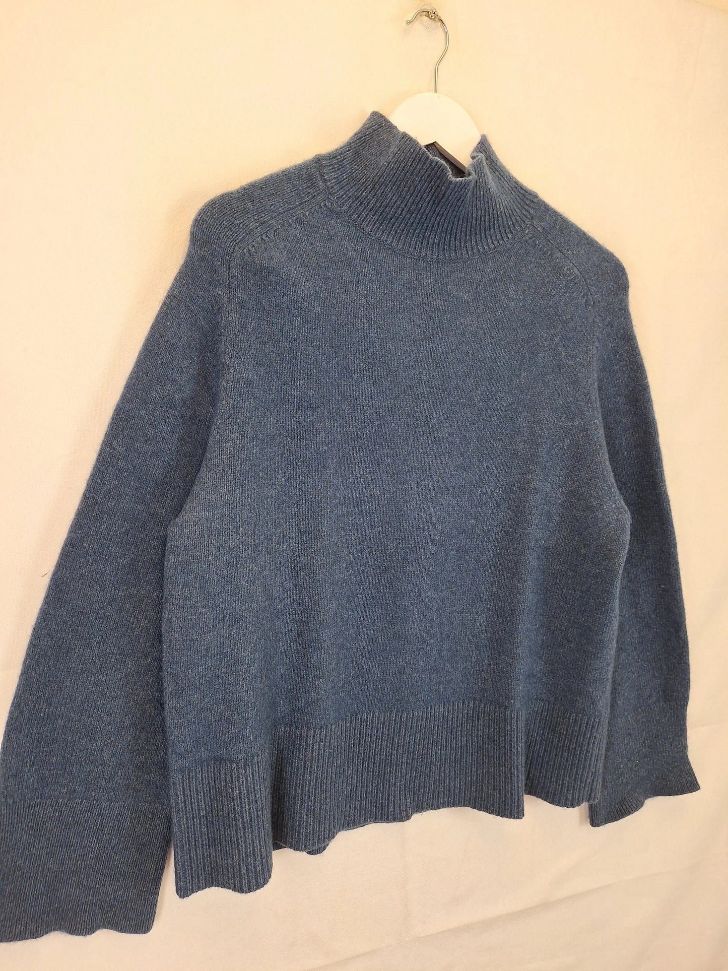 Aere Petrol Blue Turtleneck Boxy Jumper Size 12 by SwapUp-Online Second Hand Store-Online Thrift Store
