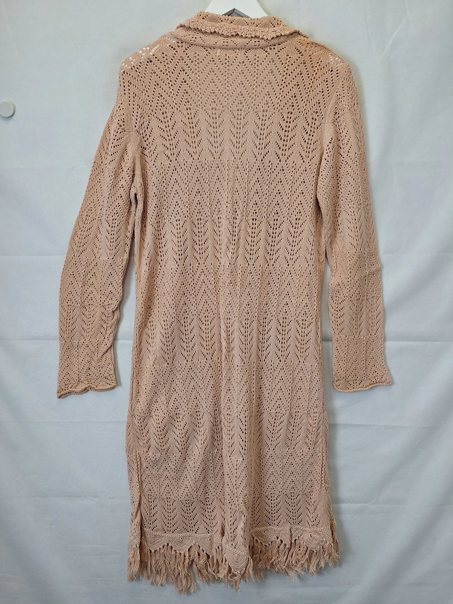 Aero Dusty Rose Boho Crochet Cardigan Size L by SwapUp-Online Second Hand Store-Online Thrift Store