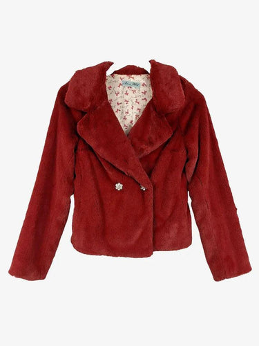 Alannah Hill Cherry Faux Fur Double Breasted Jacket Size 8 by SwapUp-Online Second Hand Store-Online Thrift Store