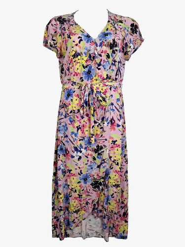 Alannah Hill Mauve Floral Wrapped Silk Midi Dress Size 14 by SwapUp-Online Second Hand Store-Online Thrift Store