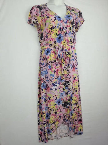 Alannah Hill Mauve Floral Wrapped Silk Midi Dress Size 14 by SwapUp-Online Second Hand Store-Online Thrift Store