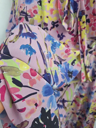 Alannah Hill Mauve Floral Wrapped Silk Midi Dress Size 14 by SwapUp-Online Second Hand Store-Online Thrift Store