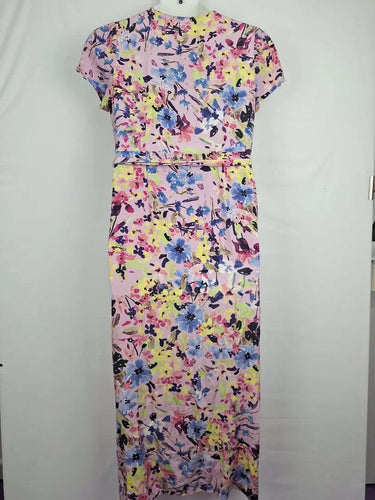 Alannah Hill Mauve Floral Wrapped Silk Midi Dress Size 14 by SwapUp-Online Second Hand Store-Online Thrift Store