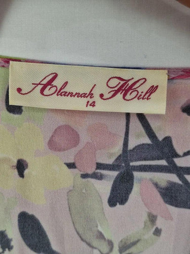 Alannah Hill Mauve Floral Wrapped Silk Midi Dress Size 14 by SwapUp-Online Second Hand Store-Online Thrift Store