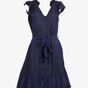 Alannah Hill Navy Frilled Silk Midi Dress Size 10 by SwapUp-Online Second Hand Store-Online Thrift Store