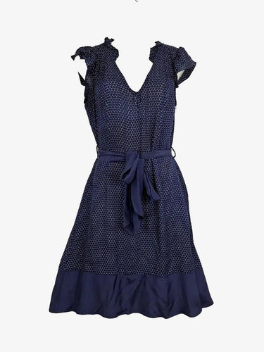 Alannah Hill Navy Frilled Silk Midi Dress Size 10 by SwapUp-Online Second Hand Store-Online Thrift Store