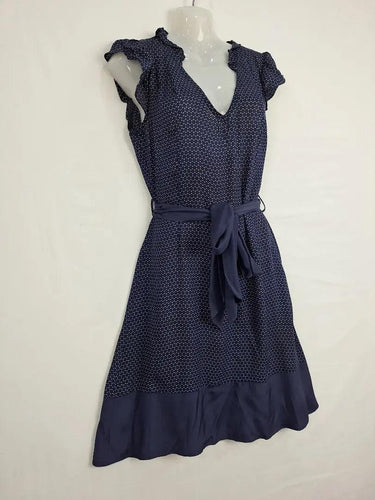 Alannah Hill Navy Frilled Silk Midi Dress Size 10 by SwapUp-Online Second Hand Store-Online Thrift Store