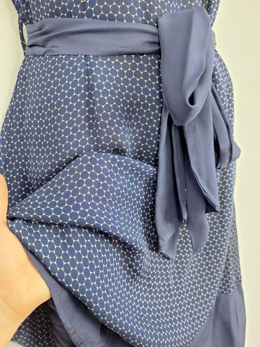 Alannah Hill Navy Frilled Silk Midi Dress Size 10 by SwapUp-Online Second Hand Store-Online Thrift Store