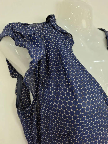 Alannah Hill Navy Frilled Silk Midi Dress Size 10 by SwapUp-Online Second Hand Store-Online Thrift Store