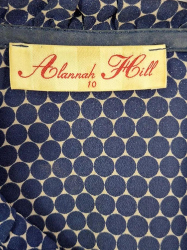 Alannah Hill Navy Frilled Silk Midi Dress Size 10 by SwapUp-Online Second Hand Store-Online Thrift Store