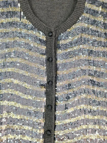Alannah Hill Sequin Stripe Soft Wool Cardigan Size 10 by SwapUp-Online Second Hand Store-Online Thrift Store