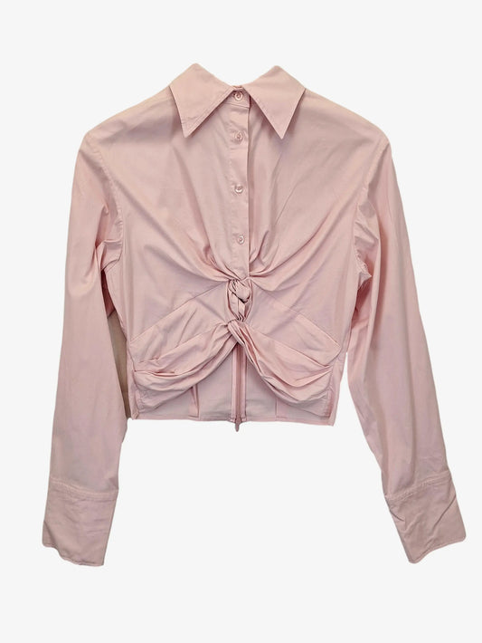Anna Quan Pink Gathered Cropped Shirt Size 10 by SwapUp-Online Second Hand Store-Online Thrift Store
