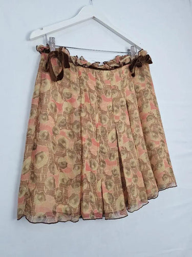 Anna Sui Silk Dainty Brown Skirt Size 10 by SwapUp-Online Second Hand Store-Online Thrift Store